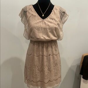 Elegant Lace Dress in taupe